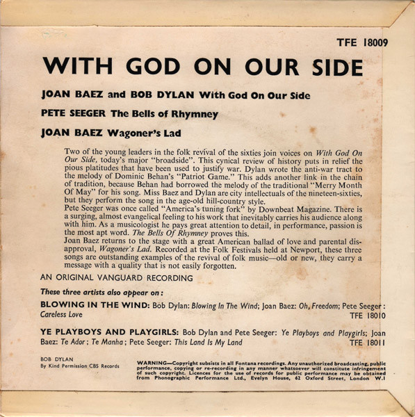 Bob Dylan / Pete Seeger / Joan Baez - With God On Our Side | Fontana (TFE 18009) - 2