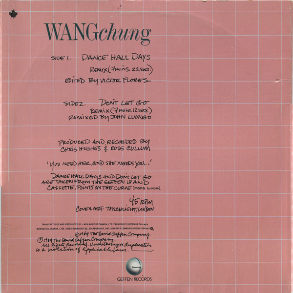 Wang Chung - Dance Hall Days | Geffen Records (92 01940) - 2