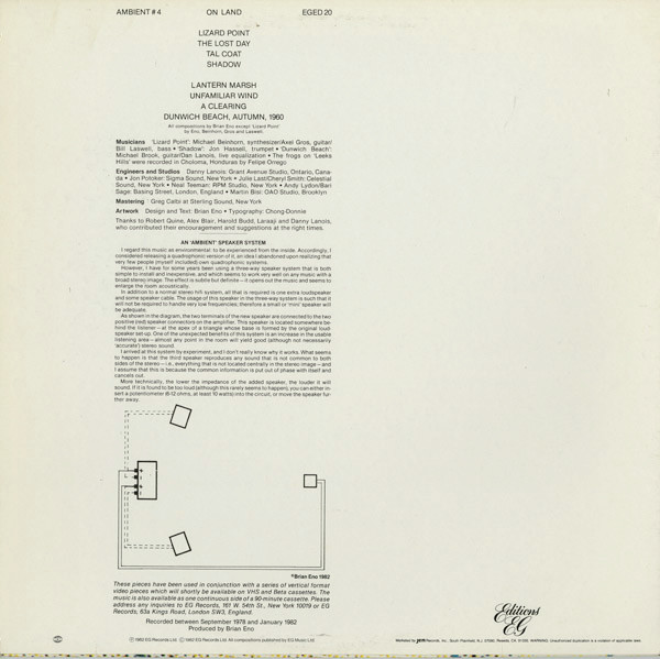 Brian Eno - Ambient 4 (On Land) | Editions EG (EGED 20) - 2 Brian Eno - Ambient 4 (On Land) | Editions EG (EGED 20) - 2