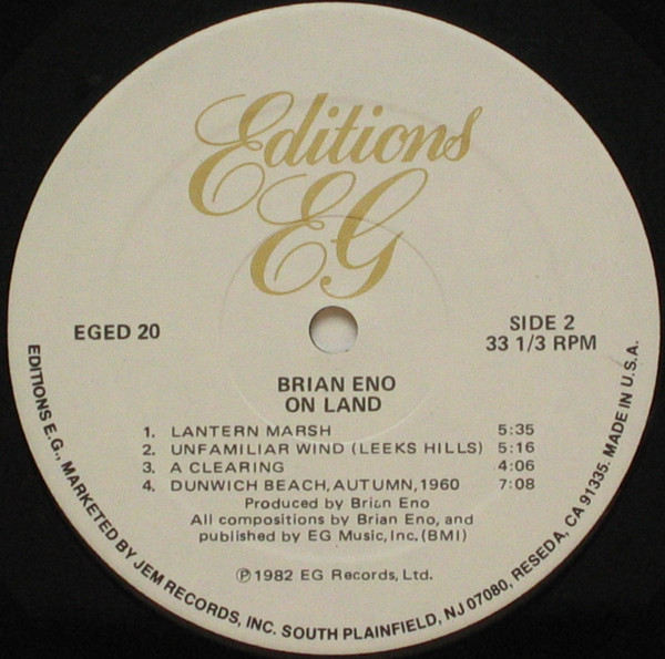 Brian Eno - Ambient 4 (On Land) | Editions EG (EGED 20) - 4 Brian Eno - Ambient 4 (On Land) | Editions EG (EGED 20) - 4