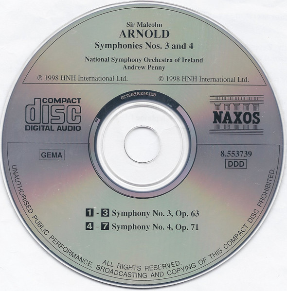 Malcolm Arnold , National Symphony Orchestra Of Ireland , Andrew Penny - Symphonies Nos. 3 And 4 | Naxos (8.553739) - 3
