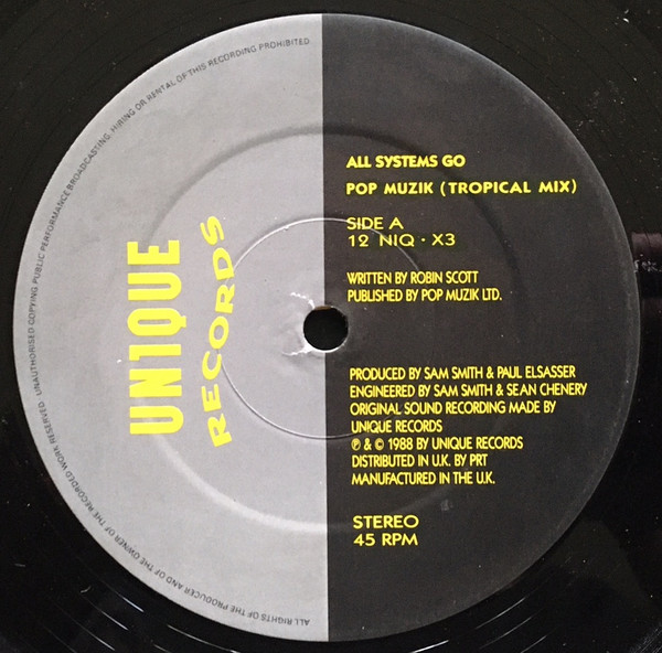 All Systems Go - Pop Muzik (Tropical Mix) | Unique Records (12 NIQ · X3) - 5