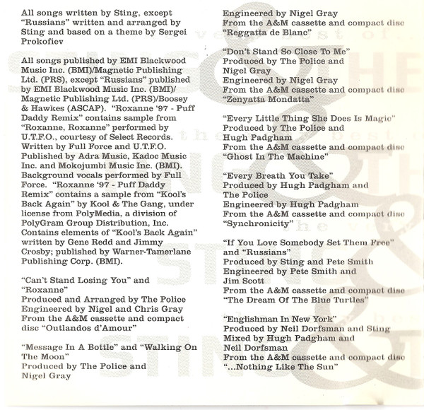 Sting & The Police - The Very Best Of... Sting & The Police | A&M Records (31454 0834 2) - 4
