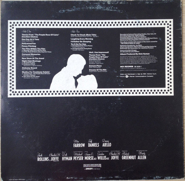 Dick Hyman - The Purple Rose Of Cairo - Original Motion Picture Soundtrack | MCA Records (25 2225-1) - 2