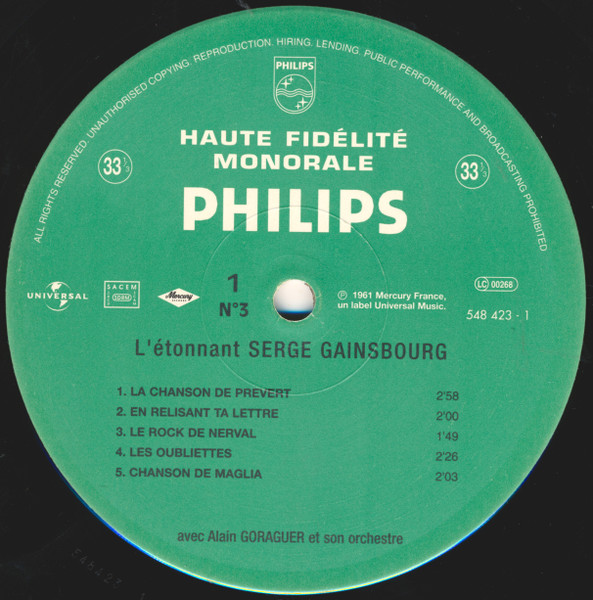 Serge Gainsbourg - L'Étonnant Serge Gainsbourg (N°3) | Philips (548 423 1) - 3 Serge Gainsbourg - L'Étonnant Serge Gainsbourg (N°3) | Philips (548 423 1) - 3