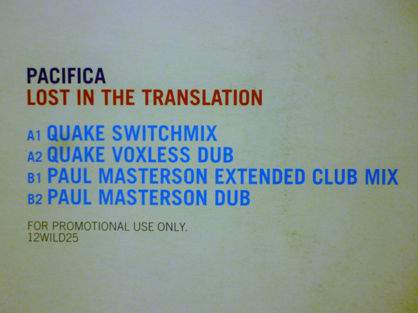Pacifica - Lost In The Translation | Wildstar Records (12WILD25) - 3 Pacifica - Lost In The Translation | Wildstar Records (12WILD25) - 3
