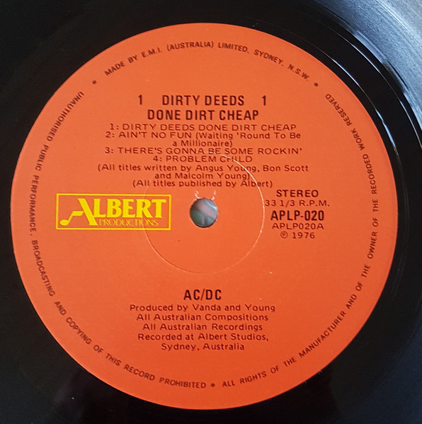 AC/DC - Dirty Deeds Done Dirt Cheap | Albert Productions (APLP.020) - 3