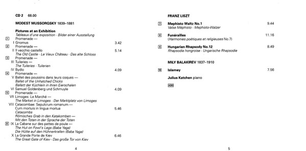 Julius Katchen , Franz Liszt , Edvard Grieg , Modest Mussorgsky , Mily Balakirev - The Art Of Julius Katchen Vol. 4 | Decca (460 831-2) - 4