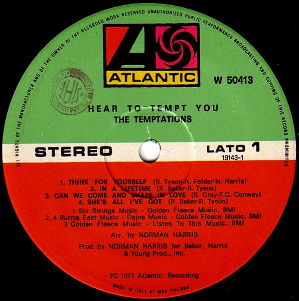 The Temptations - Hear To Tempt You | Atlantic (W 50413) - 3