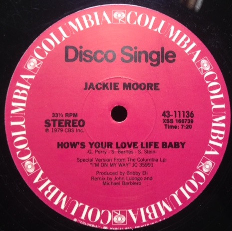 Jackie Moore - How's Your Love Life Baby (Special Version) / This Time Baby (Special Disco Version) | Columbia (43-11136) - main Jackie Moore - How's Your Love Life Baby (Special Version) / This Time Baby (Special Disco Version) | Columbia (43-11136) - main