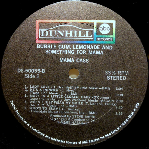 Cass Elliot - Bubble Gum, Lemonade &... Something For Mama | Dunhill (DS-50055) - 4 Cass Elliot - Bubble Gum, Lemonade &... Something For Mama | Dunhill (DS-50055) - 4