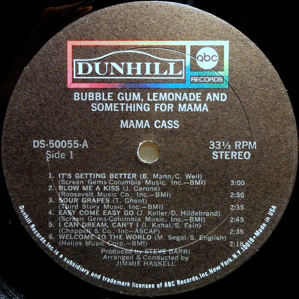 Cass Elliot - Bubble Gum, Lemonade &... Something For Mama | Dunhill (DS-50055) - 3 Cass Elliot - Bubble Gum, Lemonade &... Something For Mama | Dunhill (DS-50055) - 3