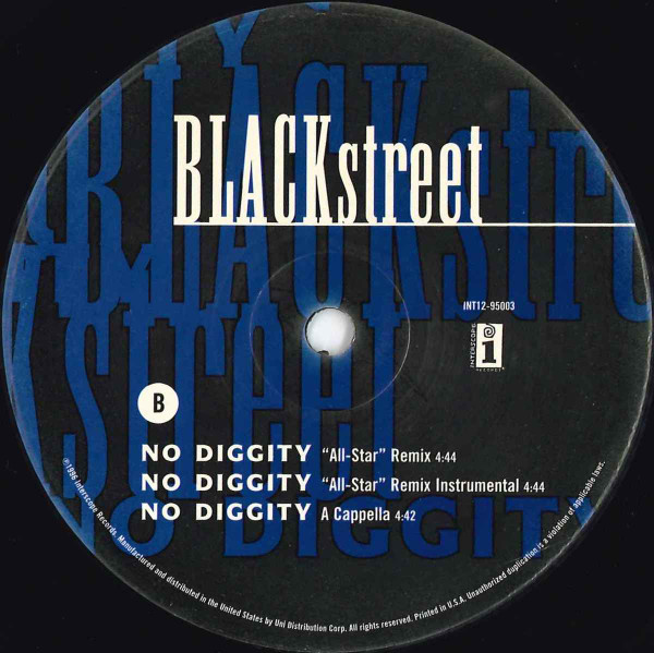 BLACKstreet Featuring Dr. Dre - No Diggity | Interscope Records (INT12-95003) - 3 BLACKstreet Featuring Dr. Dre - No Diggity | Interscope Records (INT12-95003) - 3