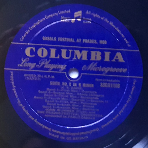 Johann Sebastian Bach - Pablo Casals - Casals Festival At Prades 1950, Suite No.1 In C Major, Suite No.2 In B Minor | Columbia (33CX 1108) - 2