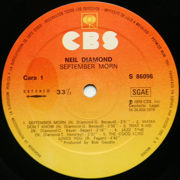 Neil Diamond - September Morn | CBS (S 86096) - 3