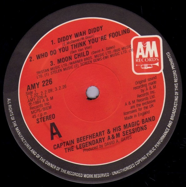 Captain Beefheart And The Magic Band - The Legendary A&M Sessions | A&M Records (AMY 226) - 3 Captain Beefheart And The Magic Band - The Legendary A&M Sessions | A&M Records (AMY 226) - 3