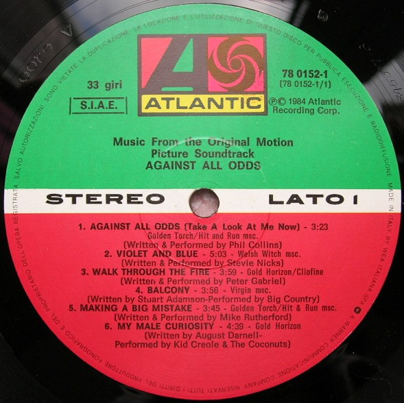 Various - Against All Odds (Music From The Original Motion Picture Soundtrack) | Atlantic (78 0152-1) - 2 Various - Against All Odds (Music From The Original Motion Picture Soundtrack) | Atlantic (78 0152-1) - 2