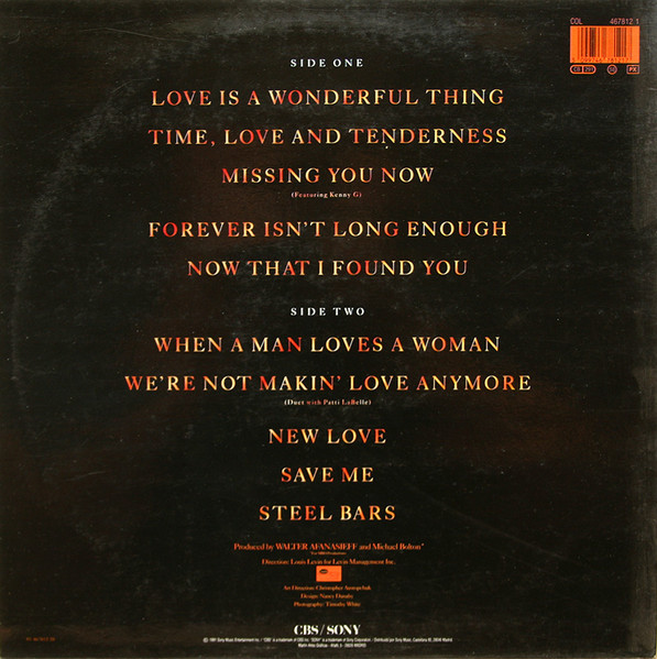 Michael Bolton - Time, Love & Tenderness | CBS/Sony (COL 467812 1) - 2