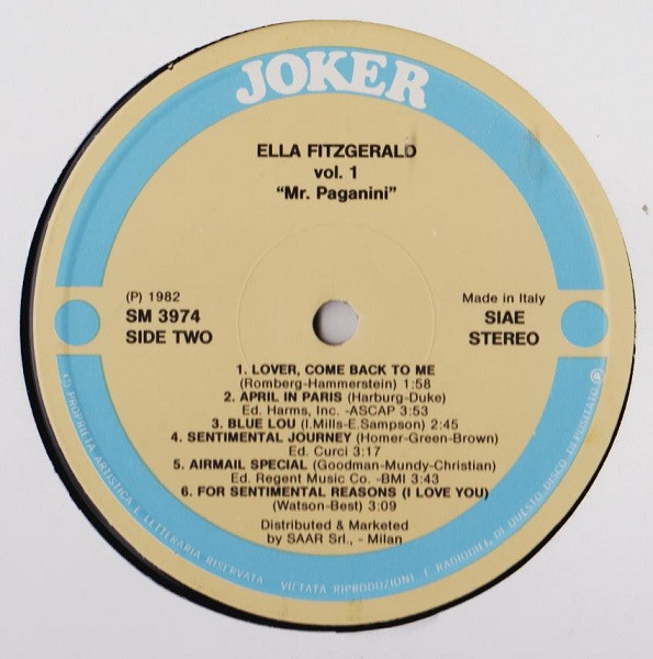 Ella Fitzgerald - Vol/1: Mr. Paganini | Joker (SM 3974) - 4 Ella Fitzgerald - Vol/1: Mr. Paganini | Joker (SM 3974) - 4
