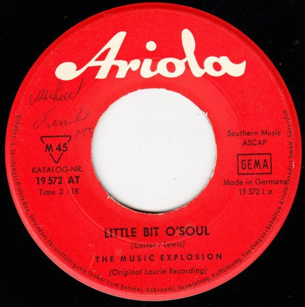 The Music Explosion - Little Bit O'Soul / I See The Light | Ariola (19 572 AT) - 3
