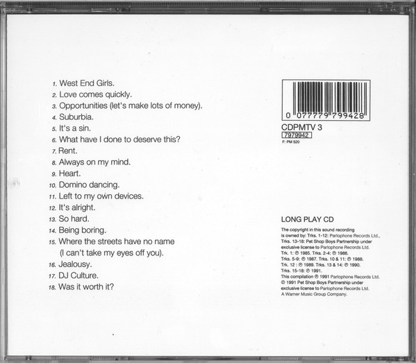 Pet Shop Boys - Discography (The Complete Singles Collection) | Parlophone (CDPMTV 3) - 2