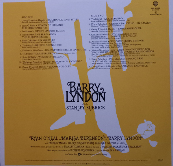 Various - Barry Lyndon | Warner Bros. Records (WB 56 189) - 2
