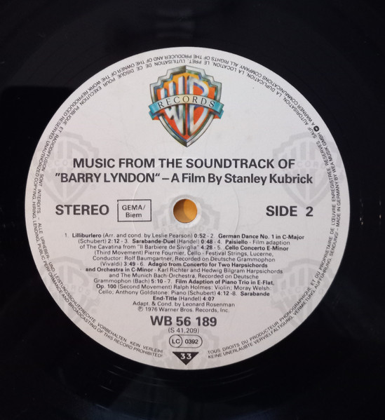 Various - Barry Lyndon | Warner Bros. Records (WB 56 189) - 4