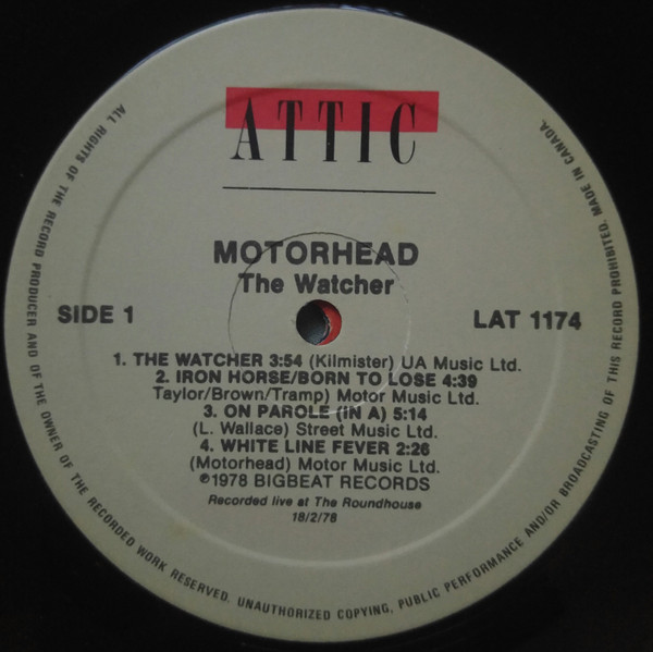 Motörhead - The Watcher | Attic (LAT 1174) - 3