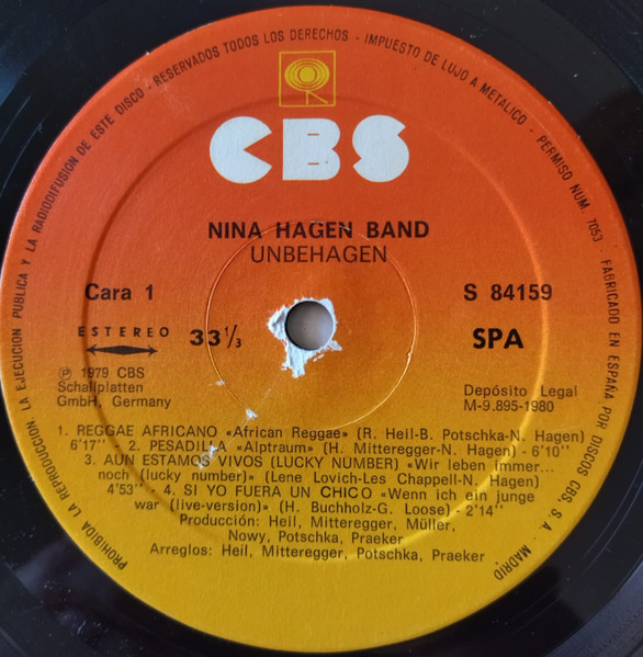 Nina Hagen Band - Unbehagen | CBS (S 84159) - 3