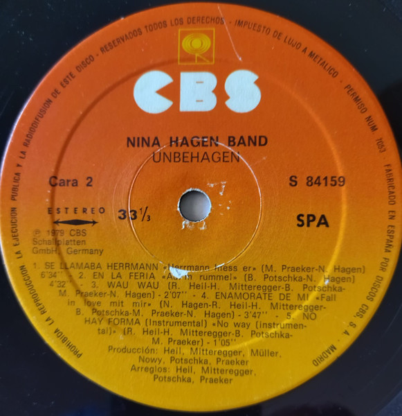 Nina Hagen Band - Unbehagen | CBS (S 84159) - 4