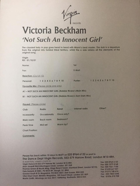 Victoria Beckham - Not Such An Innocent Girl | Virgin (VSTDJ1816) - 4 Victoria Beckham - Not Such An Innocent Girl | Virgin (VSTDJ1816) - 4