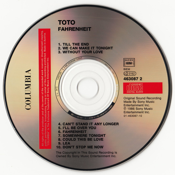 Toto - Fahrenheit | Columbia (COL 463087 2) - 3