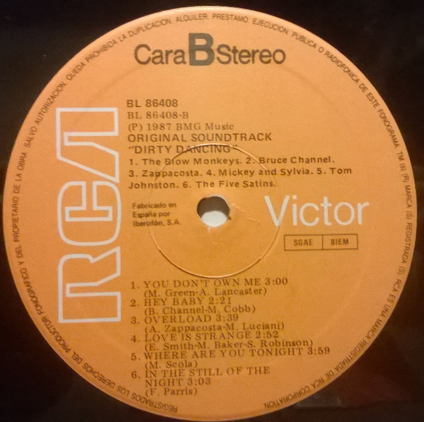 Various - Dirty Dancing (Original Soundtrack From The Vestron Motion Picture) | RCA Victor (BL 86408) - 4