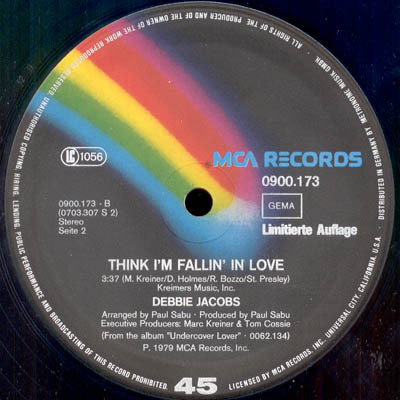 Debbie Jacobs - Undercover Lover (Special Disco-Version) / Think I'm Fallin' In Love | Metronome (0900.173) - 3 Debbie Jacobs - Undercover Lover (Special Disco-Version) / Think I'm Fallin' In Love | Metronome (0900.173) - 3