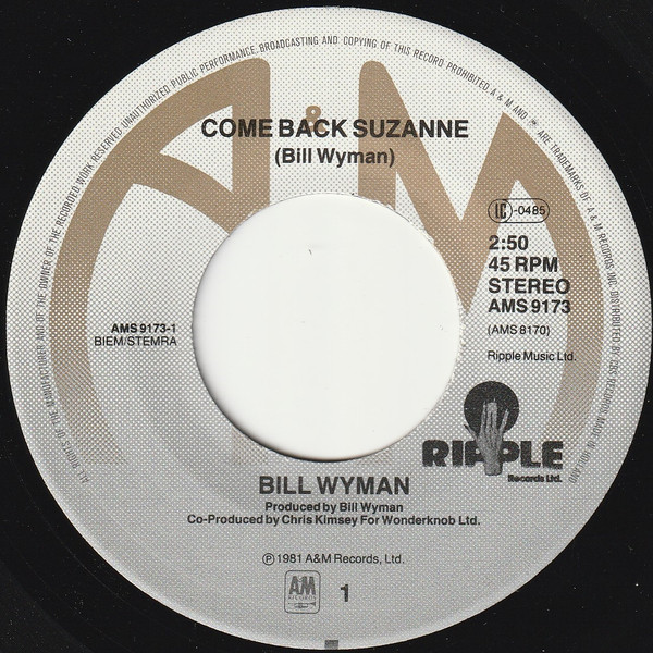 Bill Wyman - Come Back Suzanne | A&M Records (AMS 9173) - 3