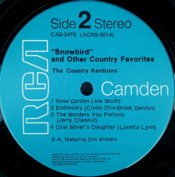 The Country Ramblers Featuring Don Winters - "Snowbird" And Other Country Favorites | RCA Camden (CAS-2476) - 4 The Country Ramblers Featuring Don Winters - "Snowbird" And Other Country Favorites | RCA Camden (CAS-2476) - 4