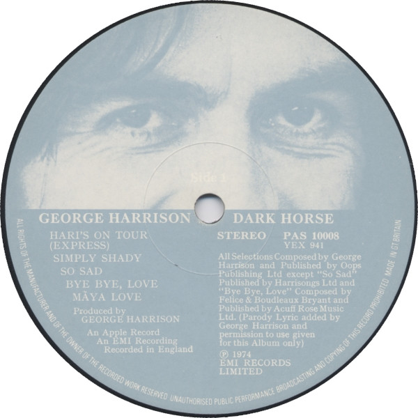 George Harrison - Dark Horse | Apple Records (PAS 10008) - 4 George Harrison - Dark Horse | Apple Records (PAS 10008) - 4