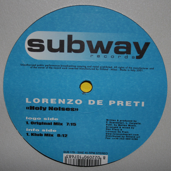 Lorenzo De Preti - Holy Noises | Subway Records (SUB 179) - main