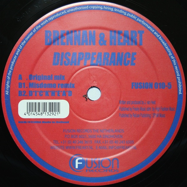 Brennan & Heart - Disappearance | Fusion Records (FUSION 010-5) - 4 Brennan & Heart - Disappearance | Fusion Records (FUSION 010-5) - 4