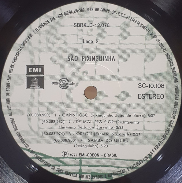 Pixinguinha - São Pixinguinha (Reedição Comemorativa Ao "Projeto Pixinguinha") | Odeon (SC-10.108) - 4