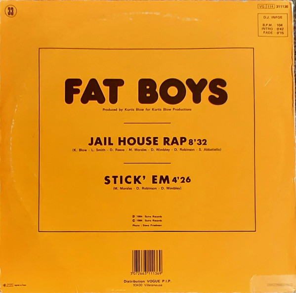 Fat Boys - Jail House Rap / Stick'Em | Vogue (311136) - 2 Fat Boys - Jail House Rap / Stick'Em | Vogue (311136) - 2