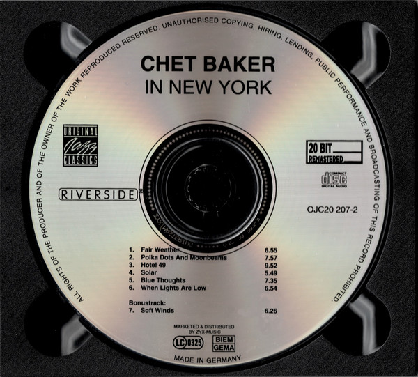 Chet Baker - In New York | Original Jazz Classics (OJC20 207-2) - 3