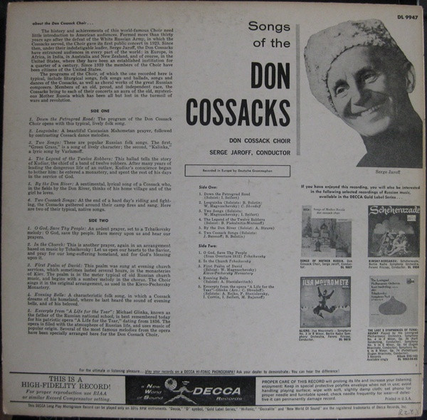 Don Kosaken Chor Serge Jaroff - Songs Of The Don Cossacks | Decca (DL 9947) - 2