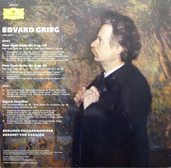 Edvard Grieg - Berliner Philharmoniker • Herbert von Karajan - Peer Gynt-Suiten 1 & 2 / Sigurd Jorsalfar | Deutsche Grammophon (2530 243) - 2