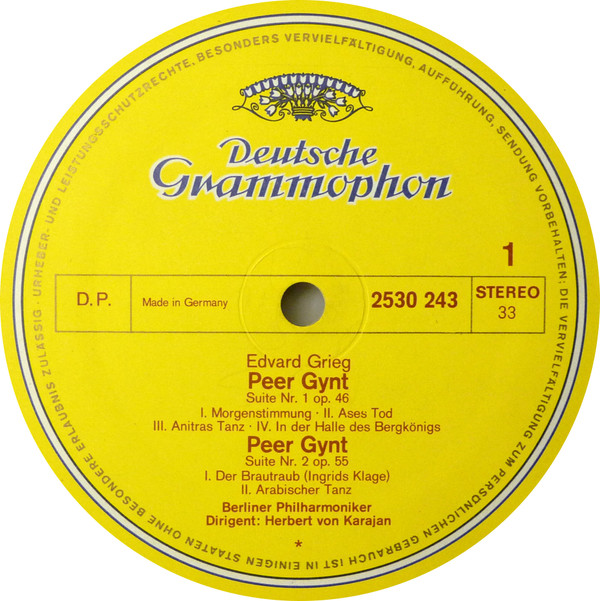 Edvard Grieg - Berliner Philharmoniker • Herbert von Karajan - Peer Gynt-Suiten 1 & 2 / Sigurd Jorsalfar | Deutsche Grammophon (2530 243) - 3