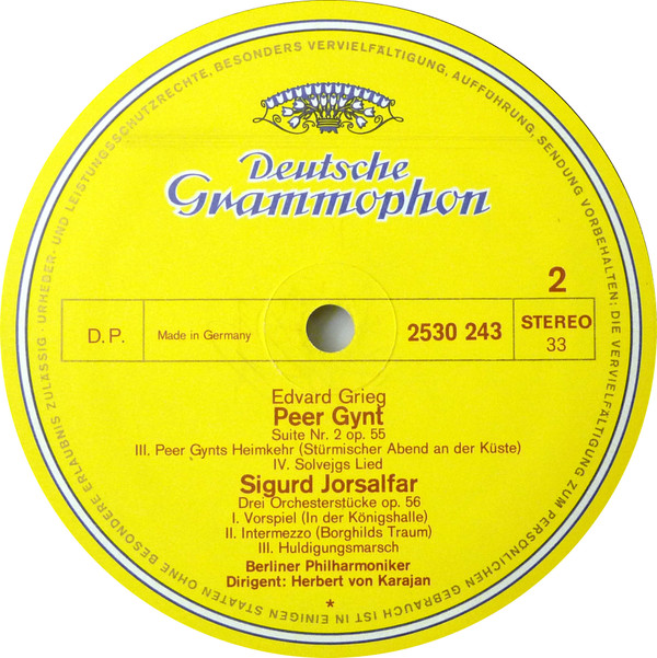 Edvard Grieg - Berliner Philharmoniker • Herbert von Karajan - Peer Gynt-Suiten 1 & 2 / Sigurd Jorsalfar | Deutsche Grammophon (2530 243) - 4