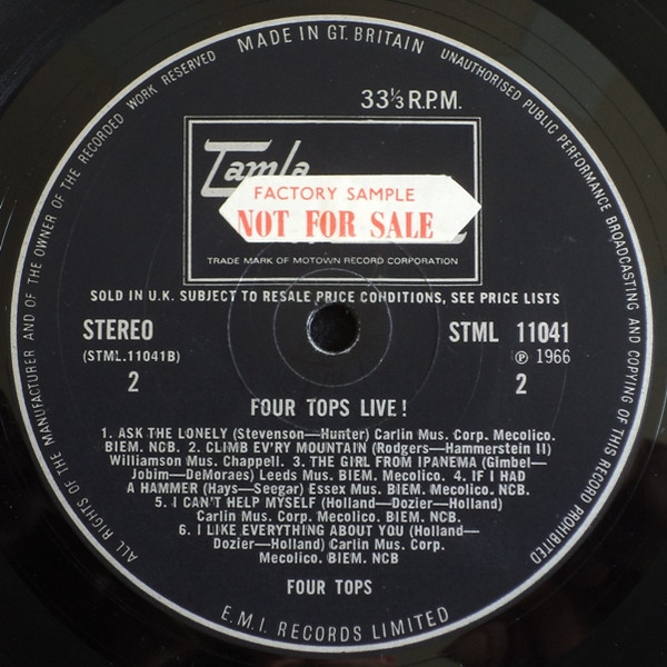 Four Tops - Four Tops Live | Tamla Motown (STML 11041) - 4 Four Tops - Four Tops Live | Tamla Motown (STML 11041) - 4