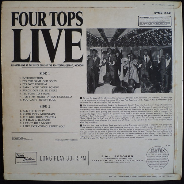 Four Tops - Four Tops Live | Tamla Motown (STML 11041) - 2 Four Tops - Four Tops Live | Tamla Motown (STML 11041) - 2