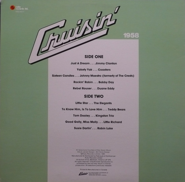 Various - Cruisin' 1958 | Ruby Records Limited (RR3-4077) - 2 Various - Cruisin' 1958 | Ruby Records Limited (RR3-4077) - 2