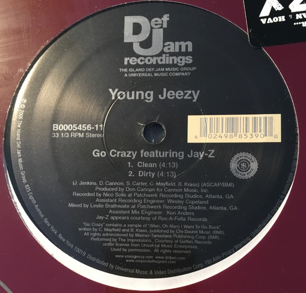 Young Jeezy Featuring Jay-Z - Go Crazy | Def Jam Recordings (B0005456-11)